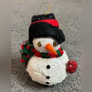 Vintage Snowman Foam Felt Christmas Ornament 4”